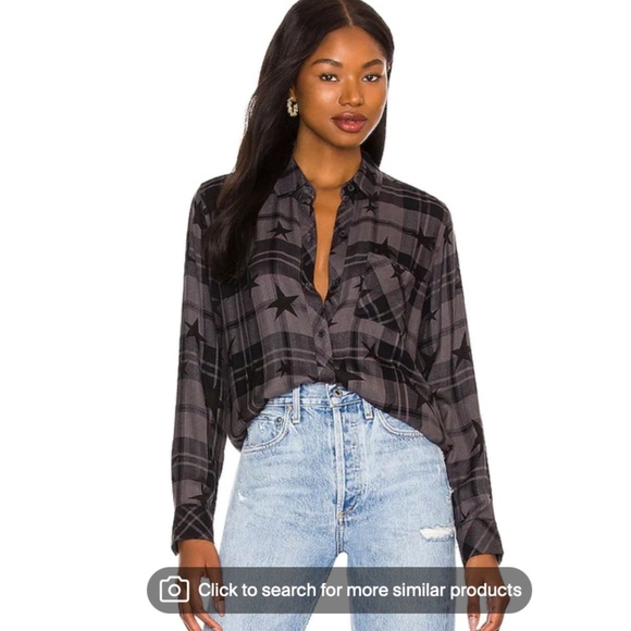 Rails Black and Gray Star Button Down Shirt - Picture 2 of 4
